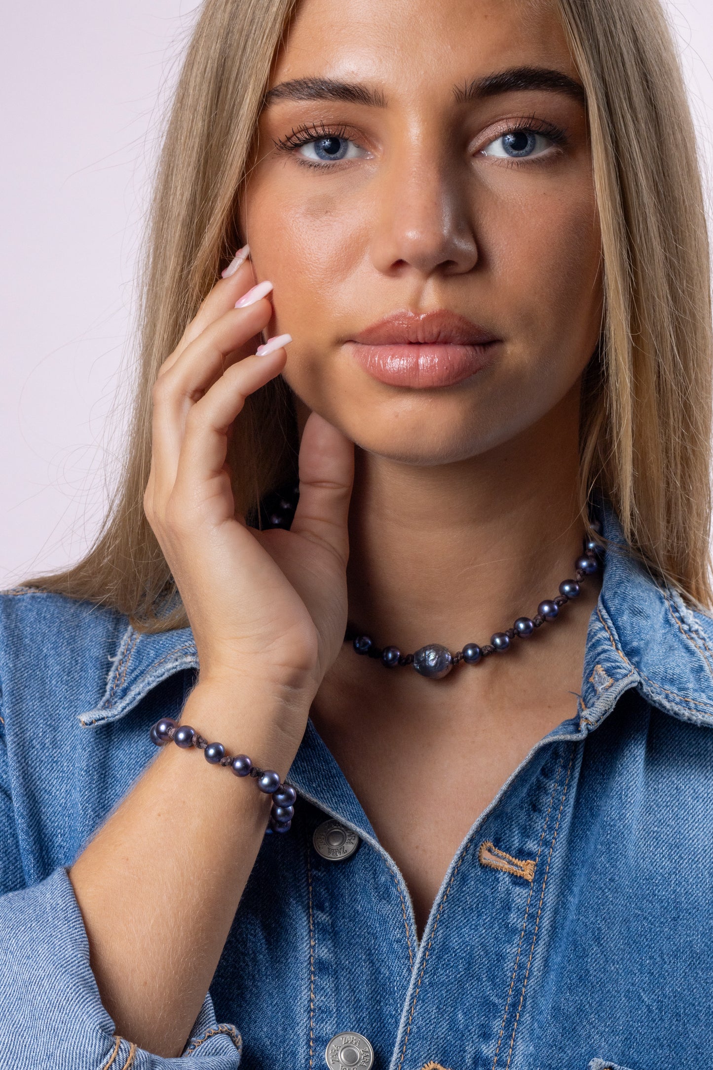 DENIM PEARLS  | CHOKER