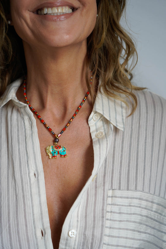 Red Elephant Charm Chain